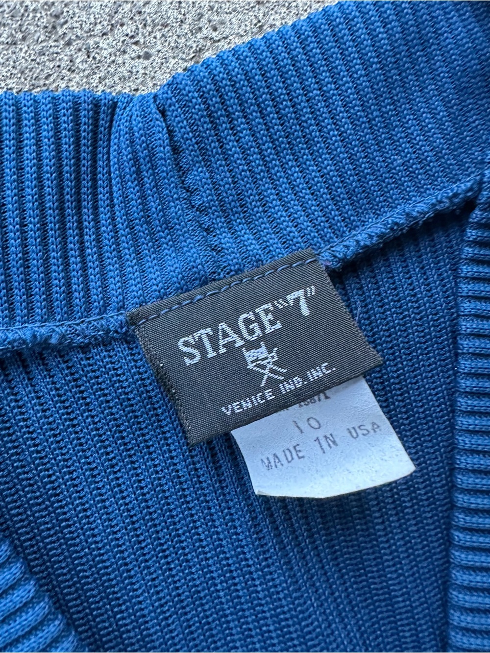VTG Stage 7 Blue Striped Knit Button Sweater Cardigan Size 10 - Picture 4 of 5